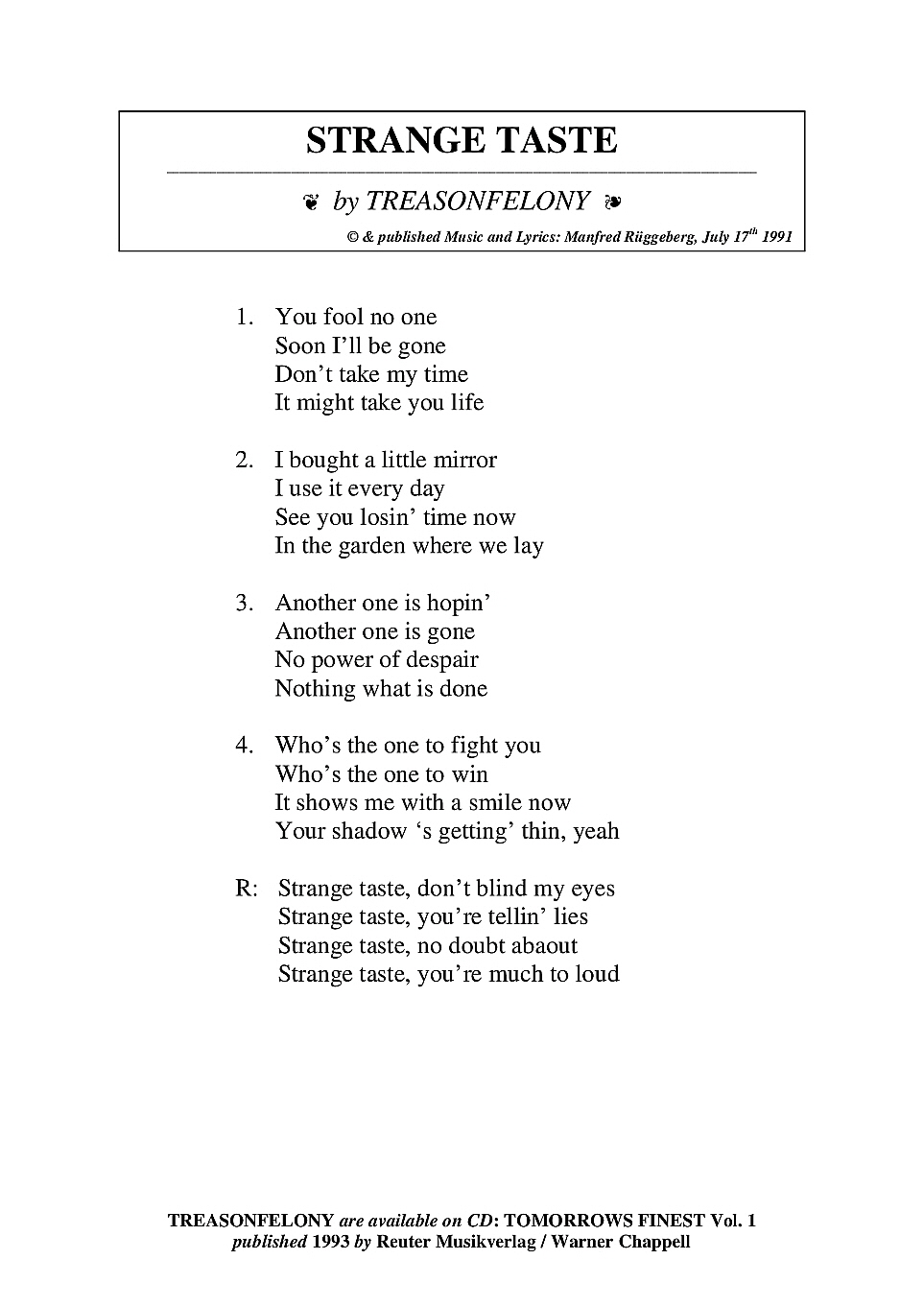 Strange taste bold 1 Strange taste bold 1